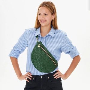 Clare V. Grande Fanny in Evergreen Woven Zig-Zag
